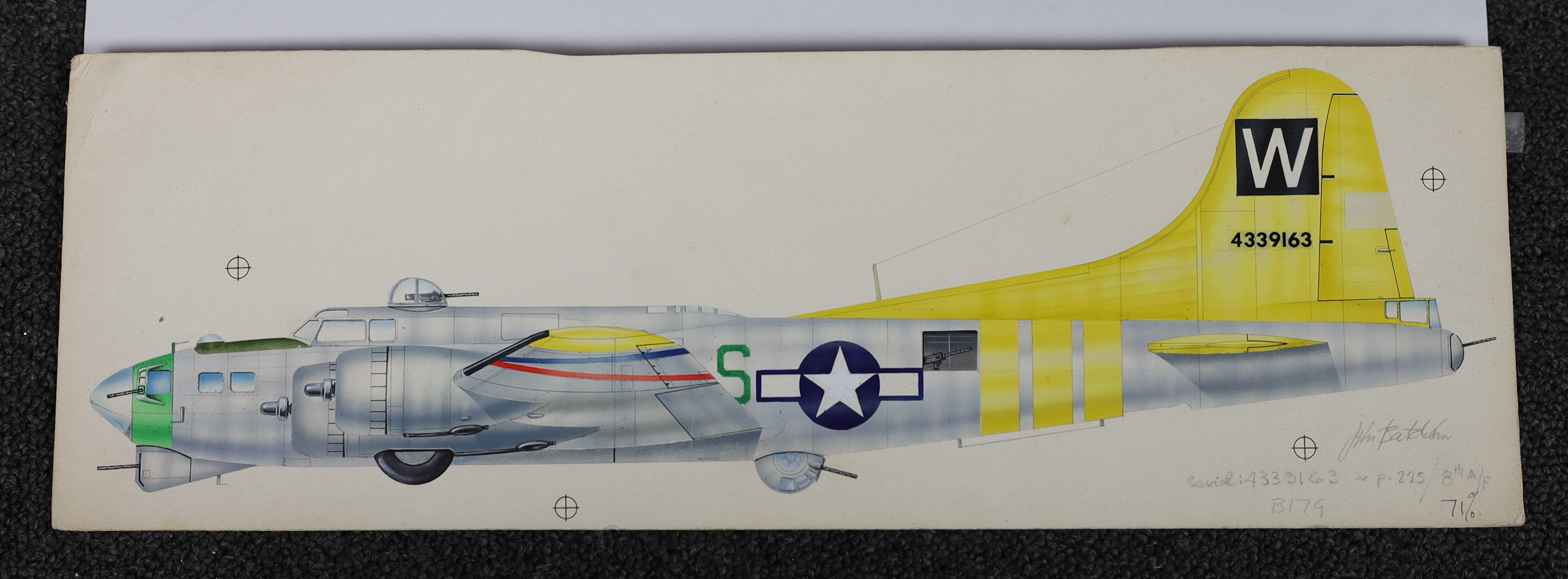 John Henry Batchelor MBE (1936-2019), Military aviation subjects, watercolours (7), largest 40 x 54cm, unframed, Please note this lot attracts an additional import tax of 5% on the hammer price